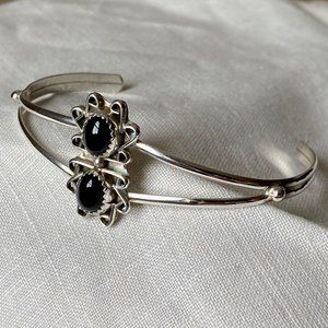 Onyx Sterling Navajo Cuff Bracelet